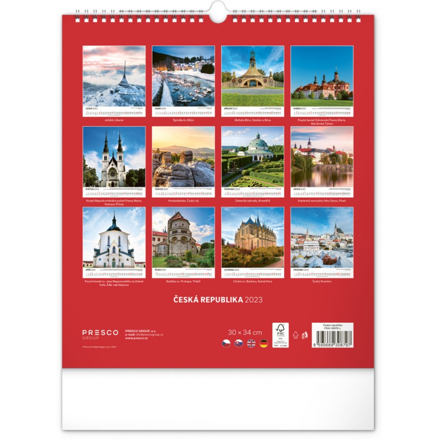 Kalendář Česká republika 2023, 30 × 34 cm PGN-30879-L