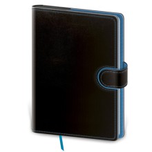 Linkovaný zápisník Flip L černo/modrý