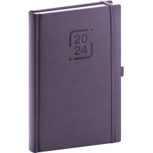 Denní diář Catanella 2024, fialový, 15 × 21 cm