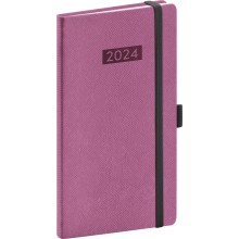 Kapesní diář Diario 2024, růžový, 9 × 15,5 cm