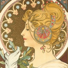 Poznámkový kalendář Alfons Mucha 2025, 30 x 30 cm