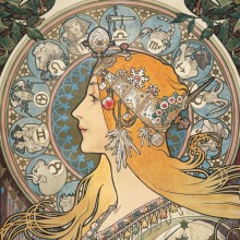 Poznámkový kalendář Alfons Mucha 2025, 30 x 30 cm