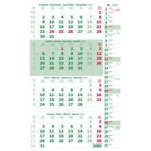 Čtyřměsíční kalendář zelený s poznámkami