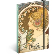 Notes Alfons Mucha – Pero, nelinkovaný, 13 x 21 cm