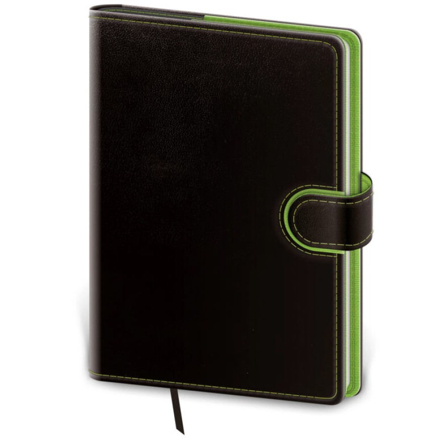 Linkovaný zápisník Flip M černo/zelený