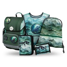 BAAGL SET 5 Ergo Dino: aktovka, penál, sáček, zástěra, peněženka