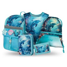 BAAGL SET 5 Zippy Delfín: aktovka, penál, sáček, zástěra, peněženka