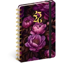 NOTIQUE Spirálový 18měsíční diář Petito – Fialové květy 2025/2026, 13 x 18 cm NOTIQUE Spirálový 18měsíční diář Petito – Fialové květy 2025/2026, 13 x 18 cm