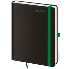 Týdenní diář A5 Black Green s poutkem