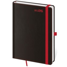 Týdenní diář B6 Black Red s poutkem
