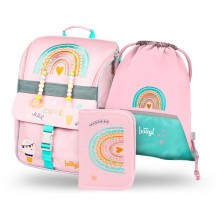 BAAGL 3 SET Zippy Duha růžový: aktovka, penál, sáček BAAGL 3 SET Zippy Duha růžový: aktovka, penál, sáček