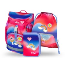 BAAGL 3 SET Airy Duha červený: batoh, penál, sáček
