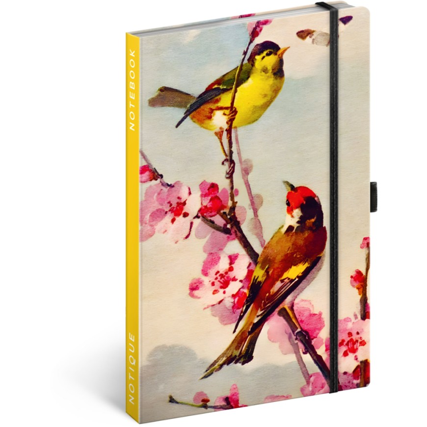 NOTIQUE Notes Ptáčci – sakura Kateřiny Winterové, linkovaný, 13 x 21 cm