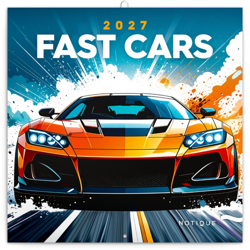NOTIQUE Poznámkový kalendář Fantastická auta 2027, 30 x 30 cm