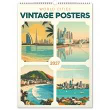NOTIQUE Nástěnný kalendář Vintage plakáty – světová města 2027, 33 x 46 cm NOTIQUE Nástěnný kalendář Vintage plakáty – světová města 2027, 33 x 46 cm
