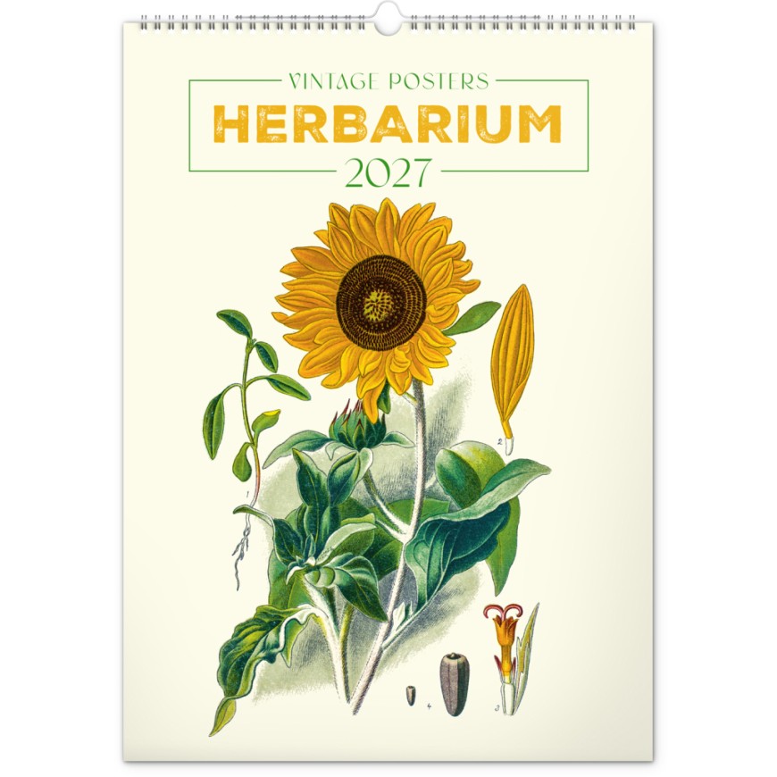 NOTIQUE Nástěnný kalendář Vintage plakáty – herbář 2027, 33 x 46 cm