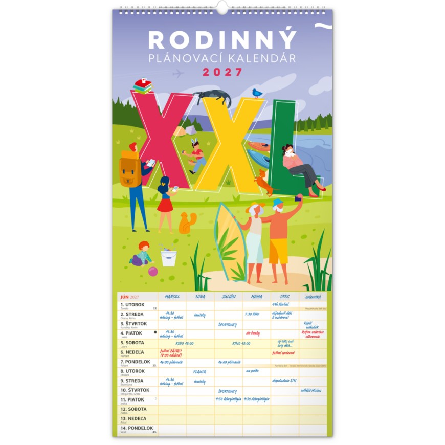 NOTIQUE Nástenný kalendár Rodinný plánovací XXL 2027, 33 x 64 cm