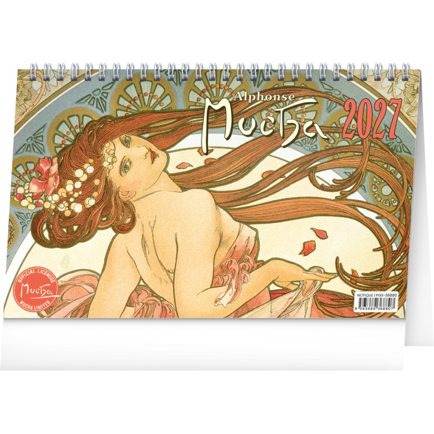 NOTIQUE Stolní kalendář Alfons Mucha 2027, 23,1 x 14,5 cm