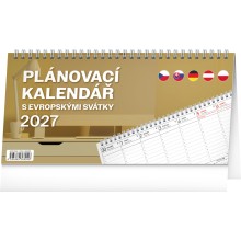 NOTIQUE Stolní kalendář Plánovací s evropskými svátky 2027, 25 x 12,5 cm NOTIQUE Stolní kalendář Plánovací s evropskými svátky 2027, 25 x 12,5 cm
