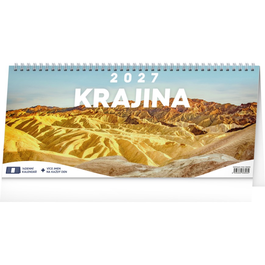 NOTIQUE Stolní kalendář Krajina 2027 – 14denní, 33 x 14,5 cm