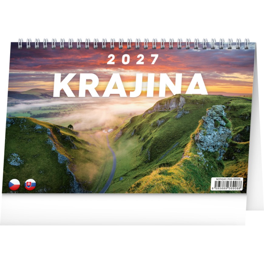 NOTIQUE Stolní kalendář Krajina CZ/SK 2027, 23,1 x 14,5 cm