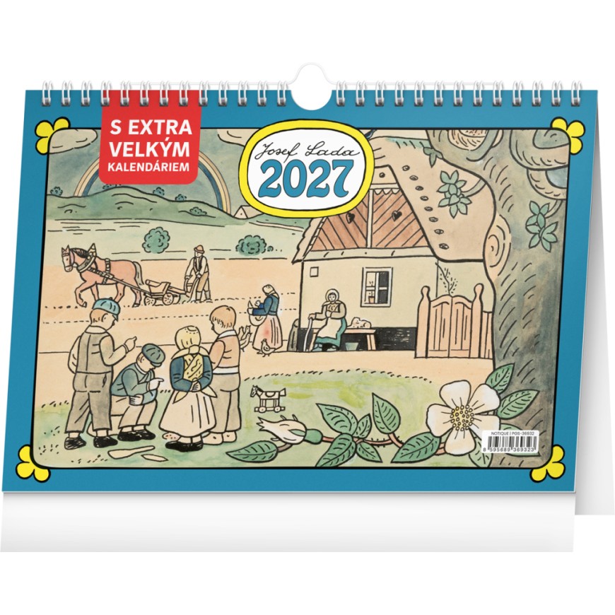 NOTIQUE Stolní kalendář Josef Lada s extra velkým kalendáriem 2027, 30 x 21 cm NOTIQUE Stolní kalendář Josef Lada s extra velkým kalendáriem 2027, 30 x 21 cm