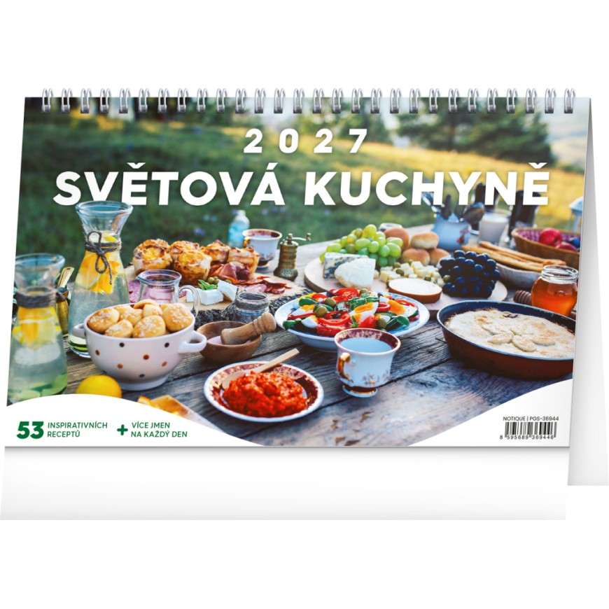 NOTIQUE Stolní kalendář Světová kuchyně 2027, 23,1 x 14,5 cm