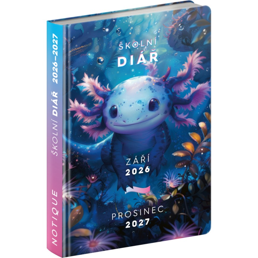 NOTIQUE Školní diář Axolotl (září 2026 – prosinec 2027), 9,8 x 14,5 cm
