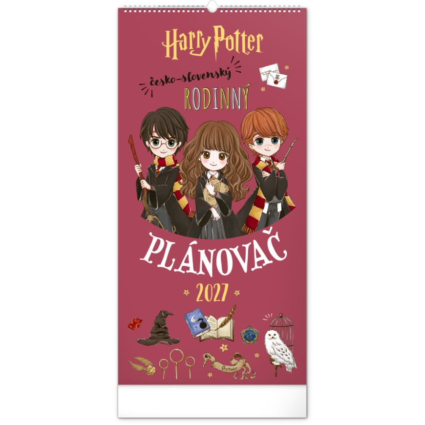 NOTIQUE Nástěnný kalendář Rodinný plánovací Harry Potter 2027, 21 x 42 cm