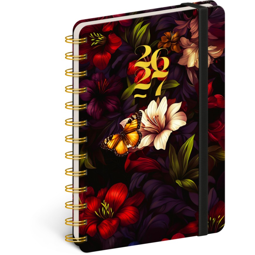 NOTIQUE Spirálový 18měsíční diář Petito – Rudé květy 2026/2027, 13 x 18 cm NOTIQUE Spirálový 18měsíční diář Petito – Rudé květy 2026/2027, 13 x 18 cm