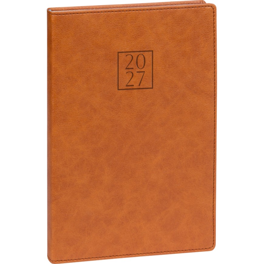 NOTIQUE Týdenní diář Prestigio 2027, hnědý, 15 x 21 cm
