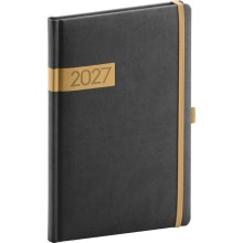 NOTIQUE Týdenní diář Twill 2027, černo-zlatý, 15 x 21 cm