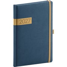 NOTIQUE Týdenní diář Twill 2027, modro-zlatý, 15 x 21 cm