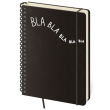 Linkovaný zápisník Twin L černý Bla bla