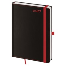 Denní diář A5 Black Red s poutkem
