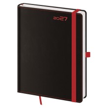 Týdenní diář B6 Black Red s poutkem