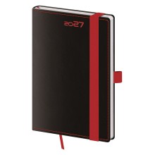 Kapesní diář A6 Black Red s poutkem Kapesní diář A6 Black Red s poutkem